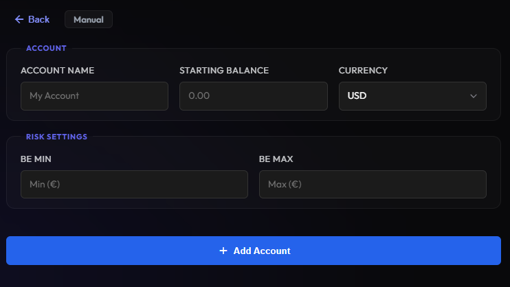 Manual Account Setup